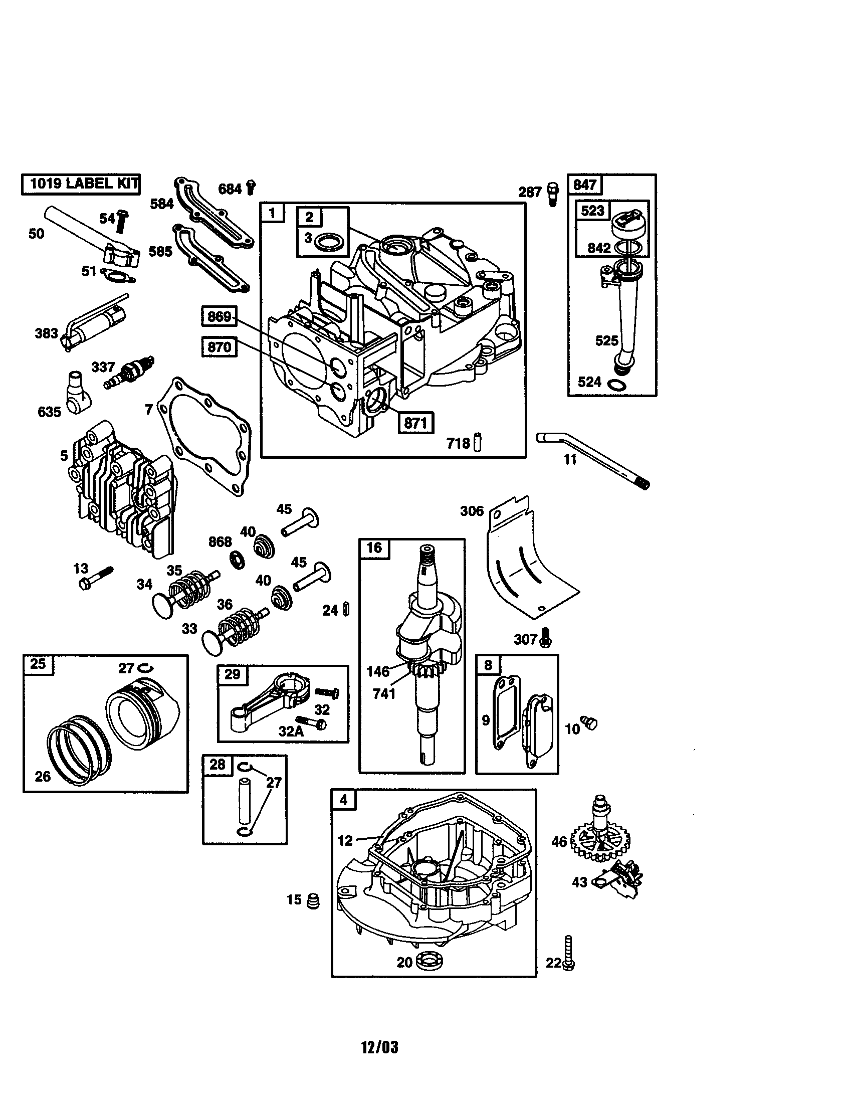 Cylinder/crankshaft/sump-engine