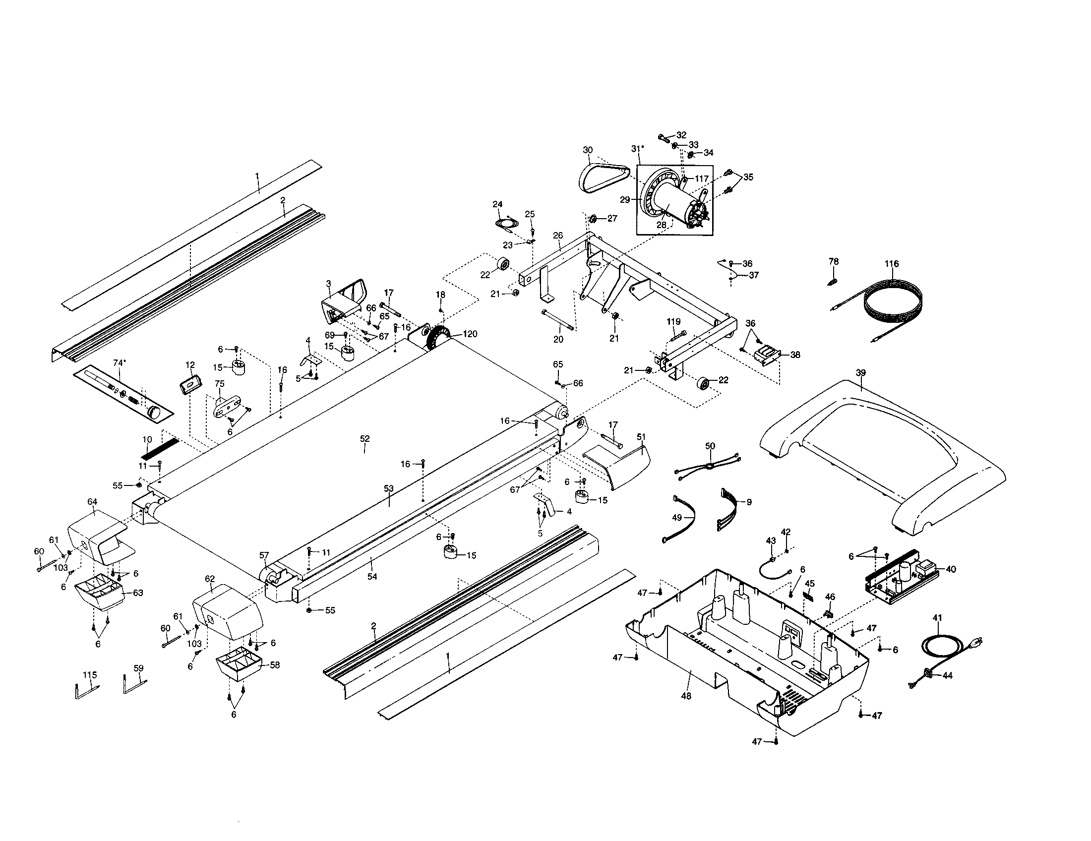 Motor/motor hood/walking belt
