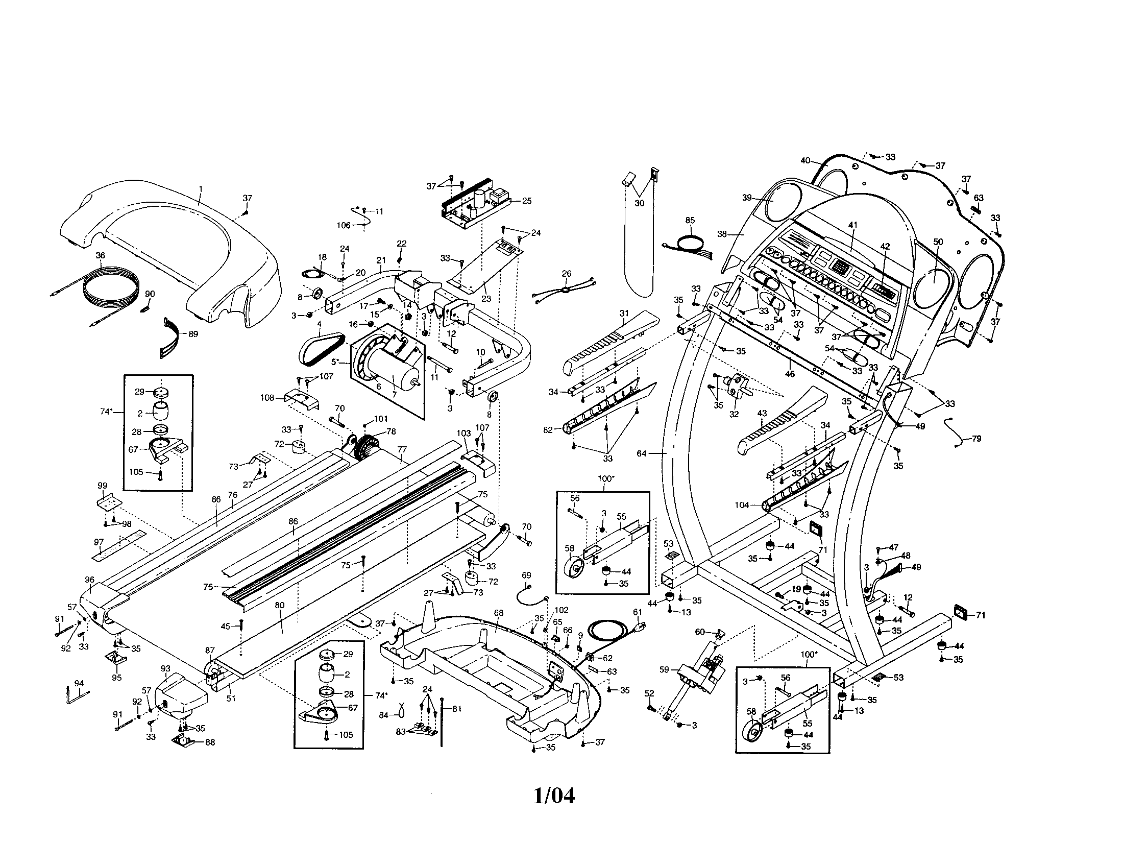 CONSOLE/HOOD/MOTOR/WALKING BELT