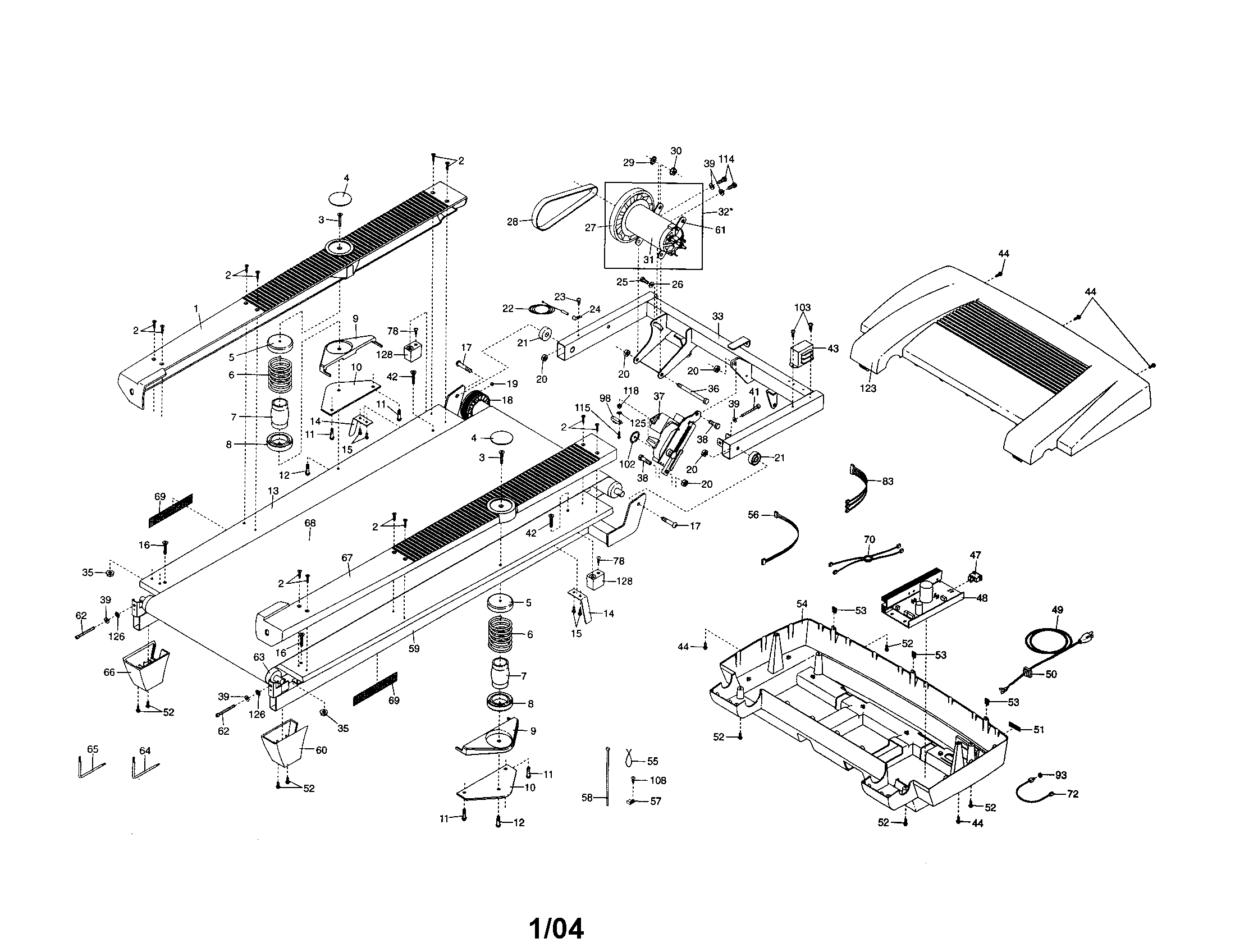 Walking belt/motor/motor hood