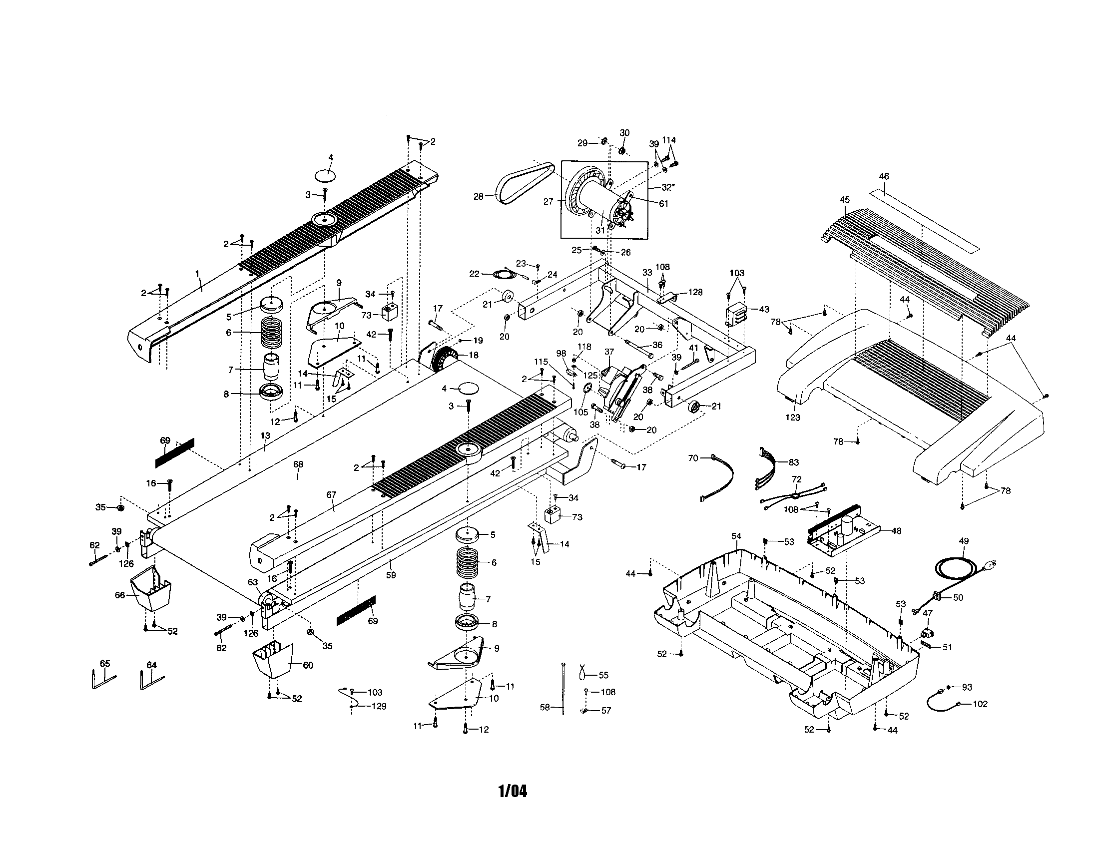 Walking belt/motor/motor hood