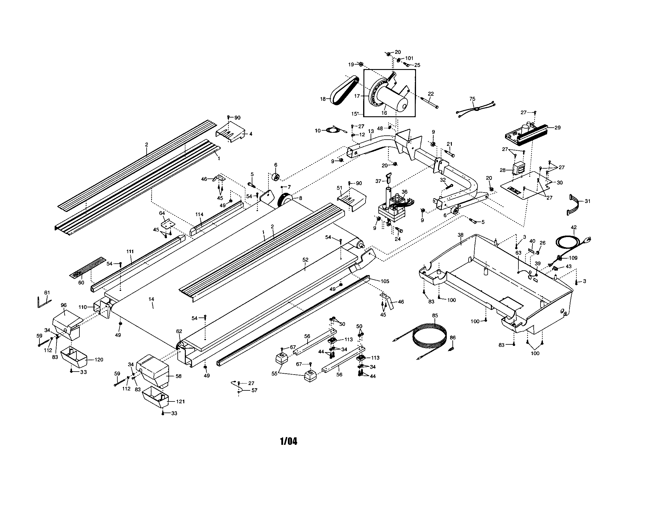 Walking belt/motor/motor belly pan
