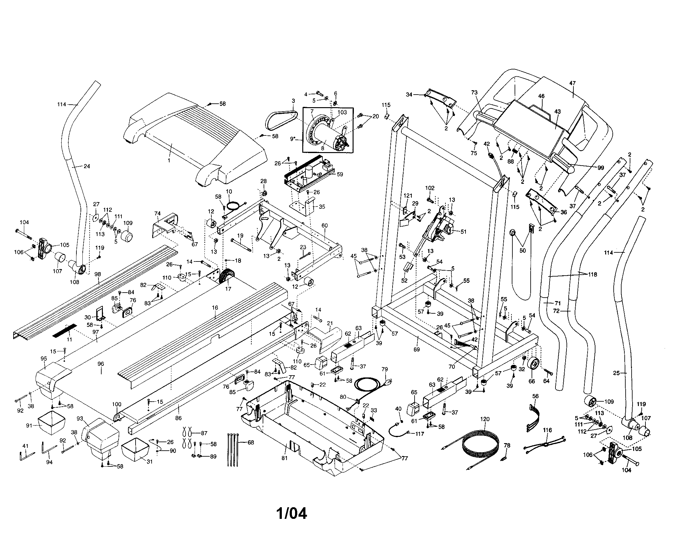 Console/walking belt/motor/hood