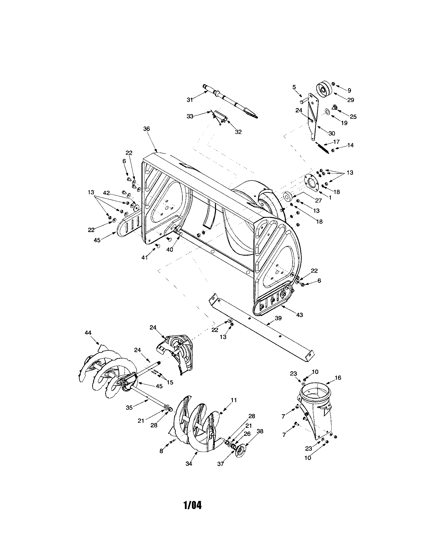 Auger housing/30" spiral blades