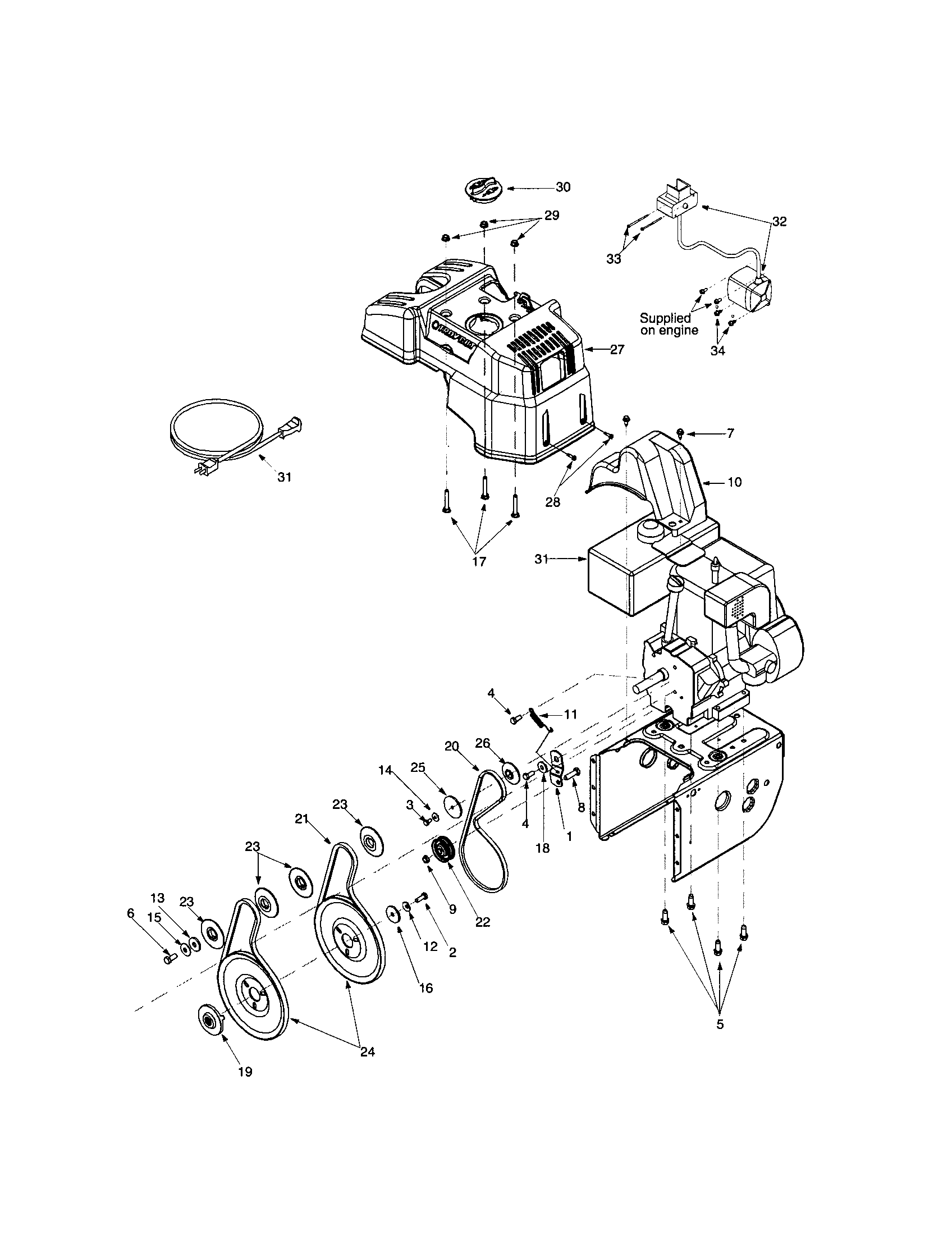 Shroud/drive/electric starter