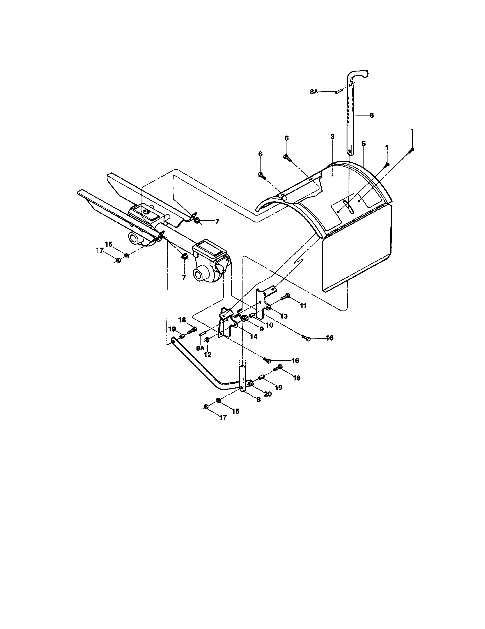 Tine hood/depth regulator/drag bar