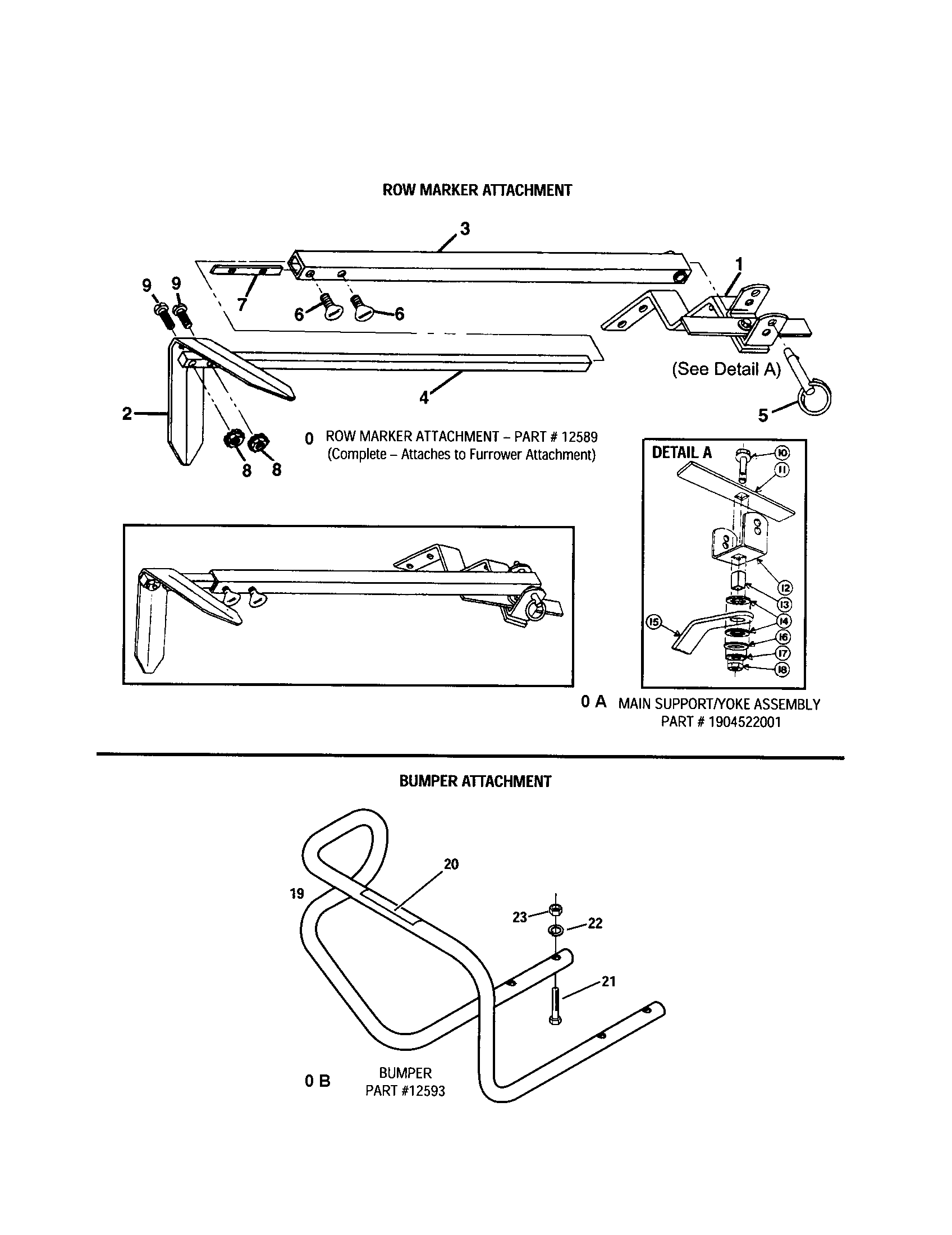 Row marker/bumper attachment