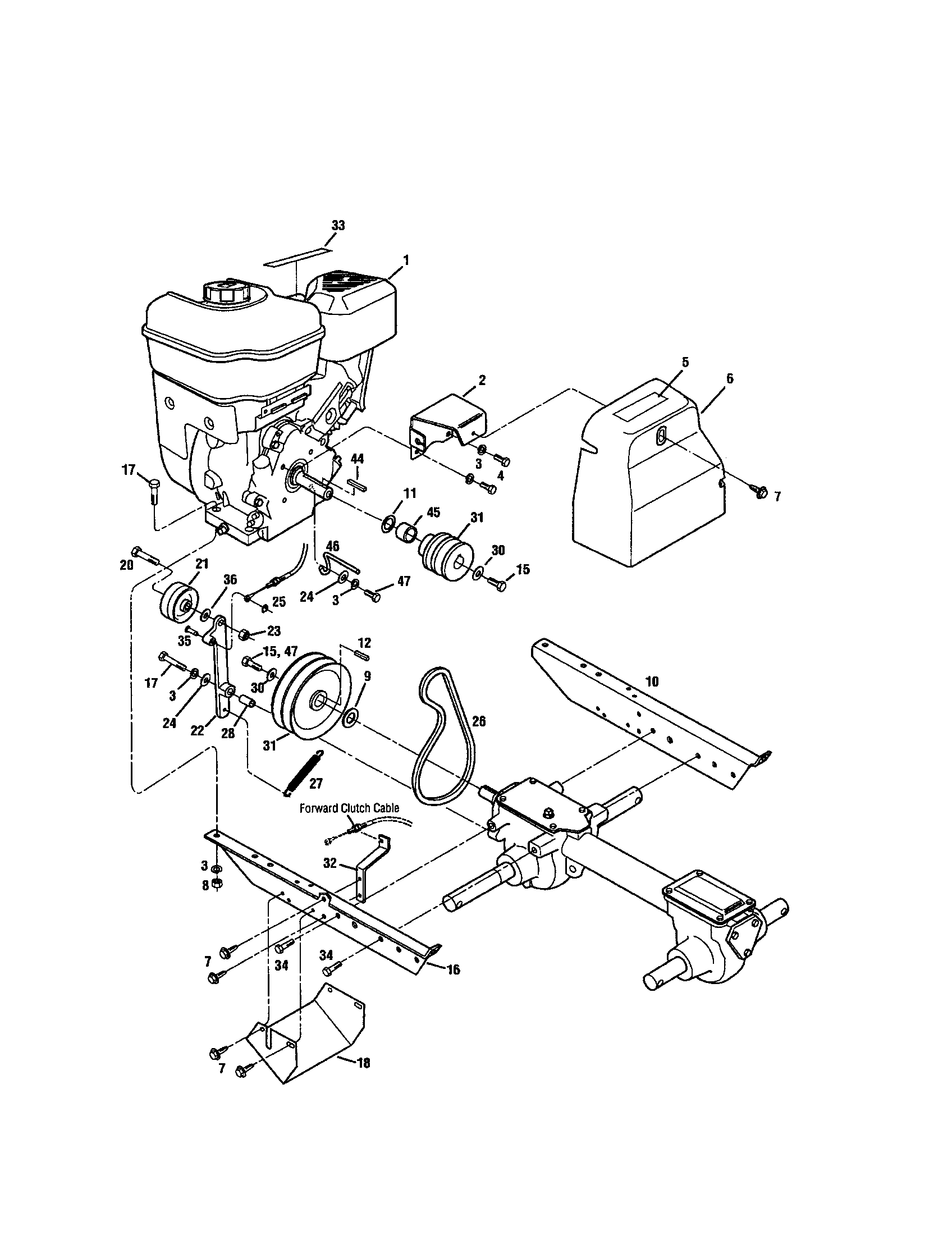 Engine/brackets/belt drive system
