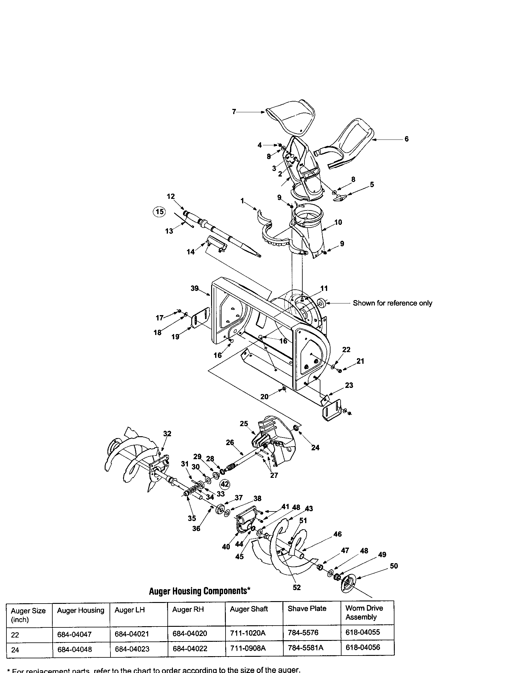 Auger housing/chute/spiral