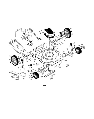 Handle/engine/wheels/housing