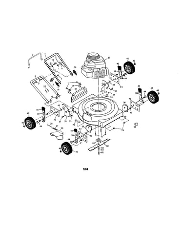 Engine/housing/handle/wheel