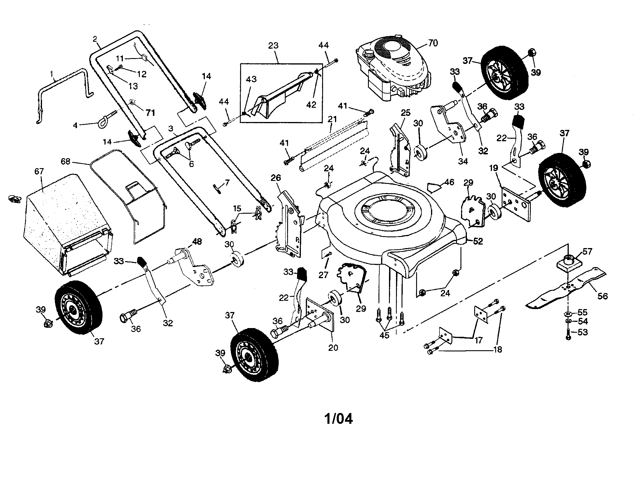 Housing/handle/engine/wheels