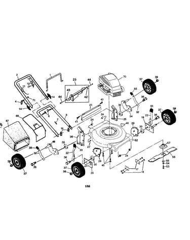 Handle/engine/housing/wheels