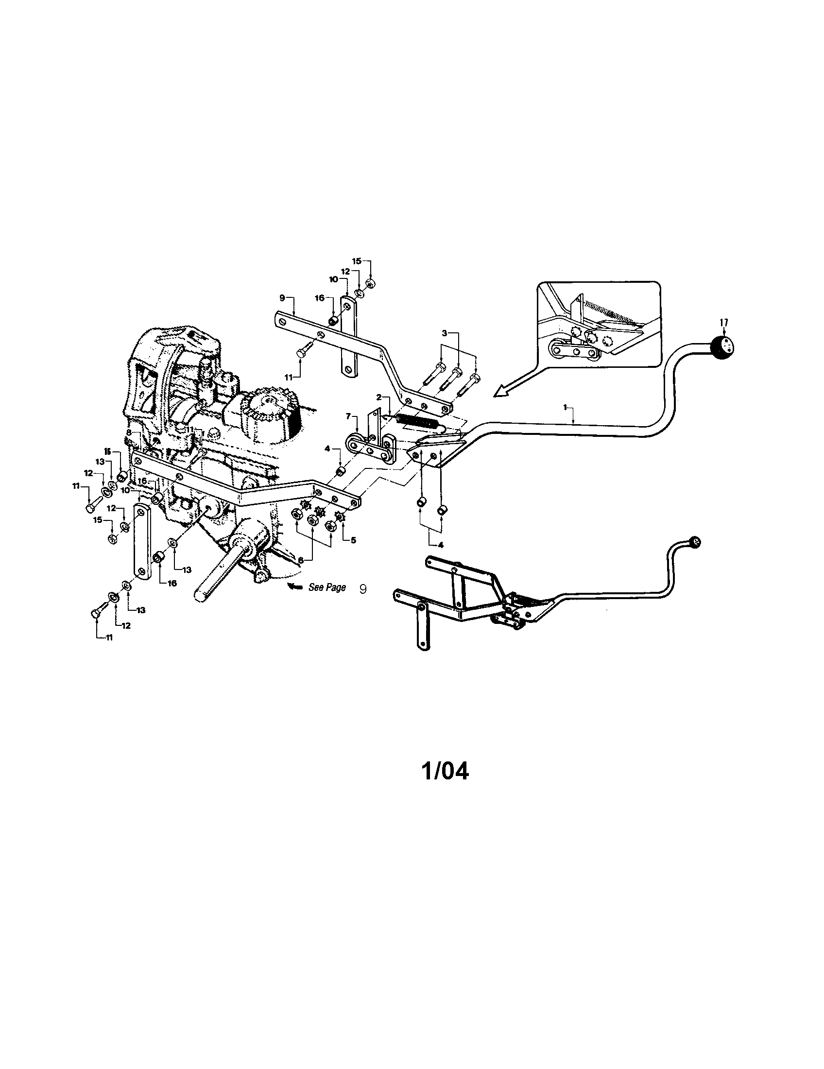 Wheels/tines/pto drive lever/yoke