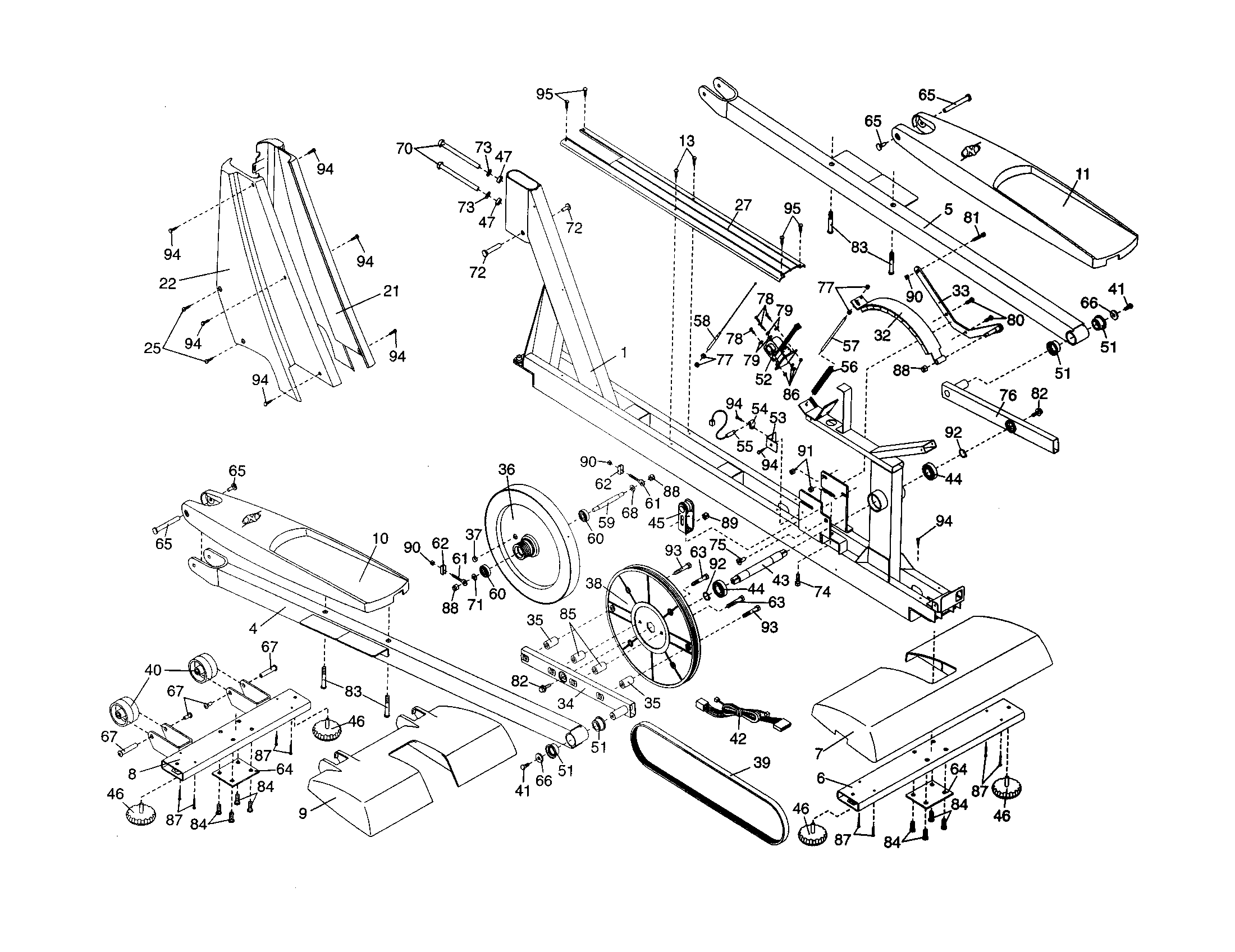 Upright cover/pedals/flywheel