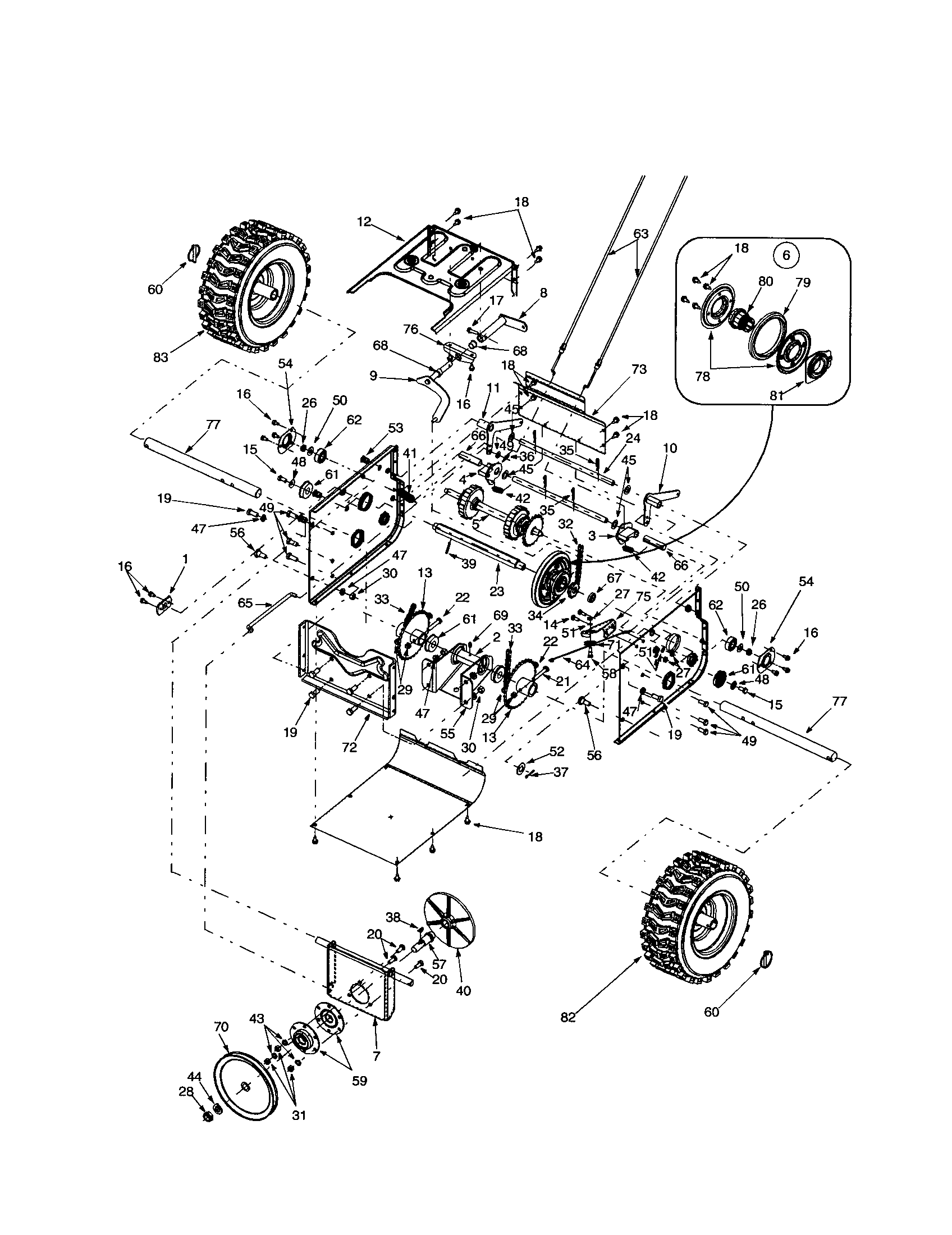 FRAME/CHAIN/WHEELS/DRIVE PULLEY