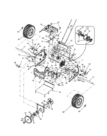 Frame/chain/wheels/drive pulley