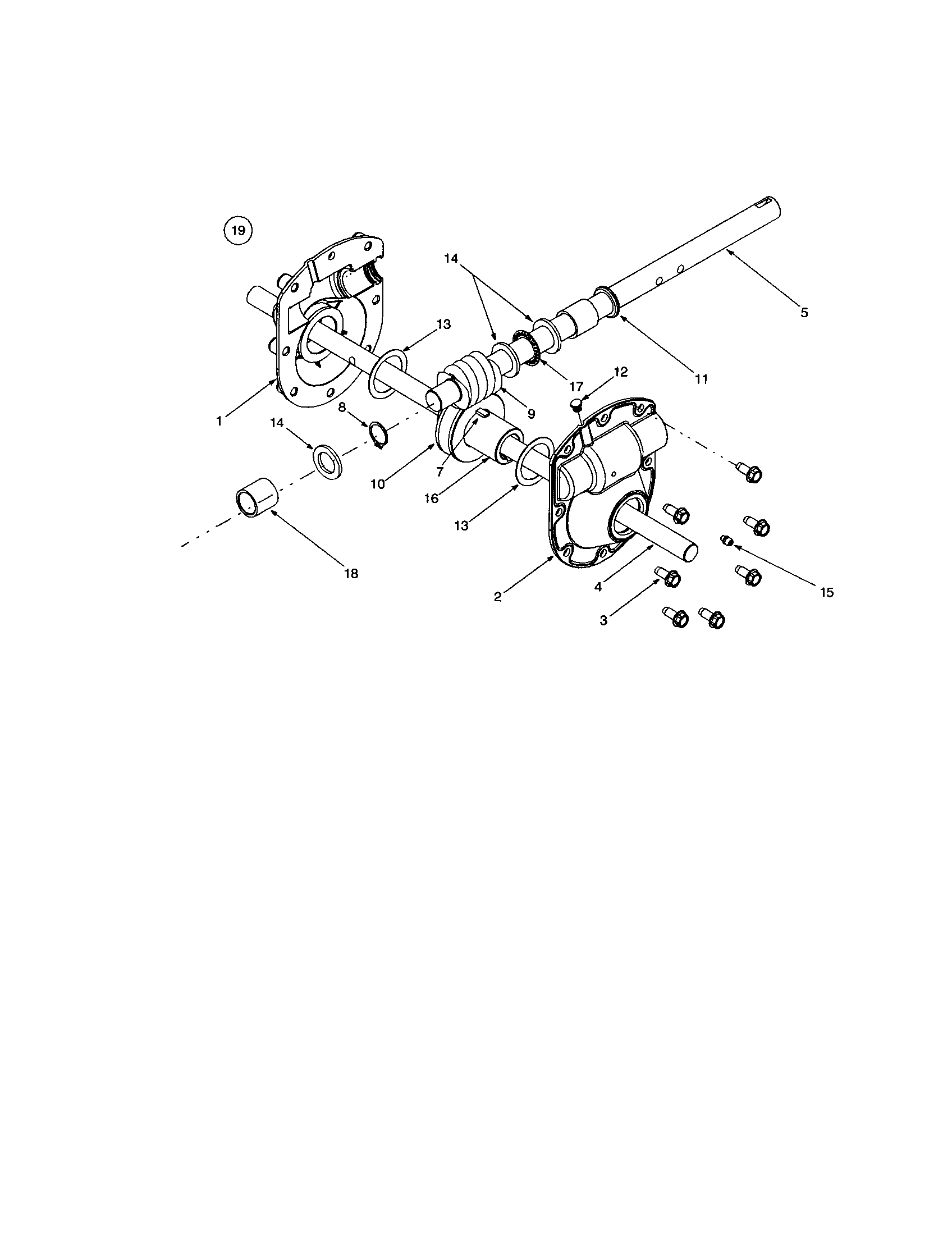 Auger gear box/axle/housing