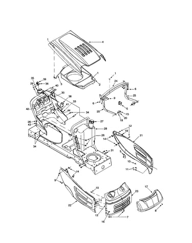 Hood shield/hood/fuel tank