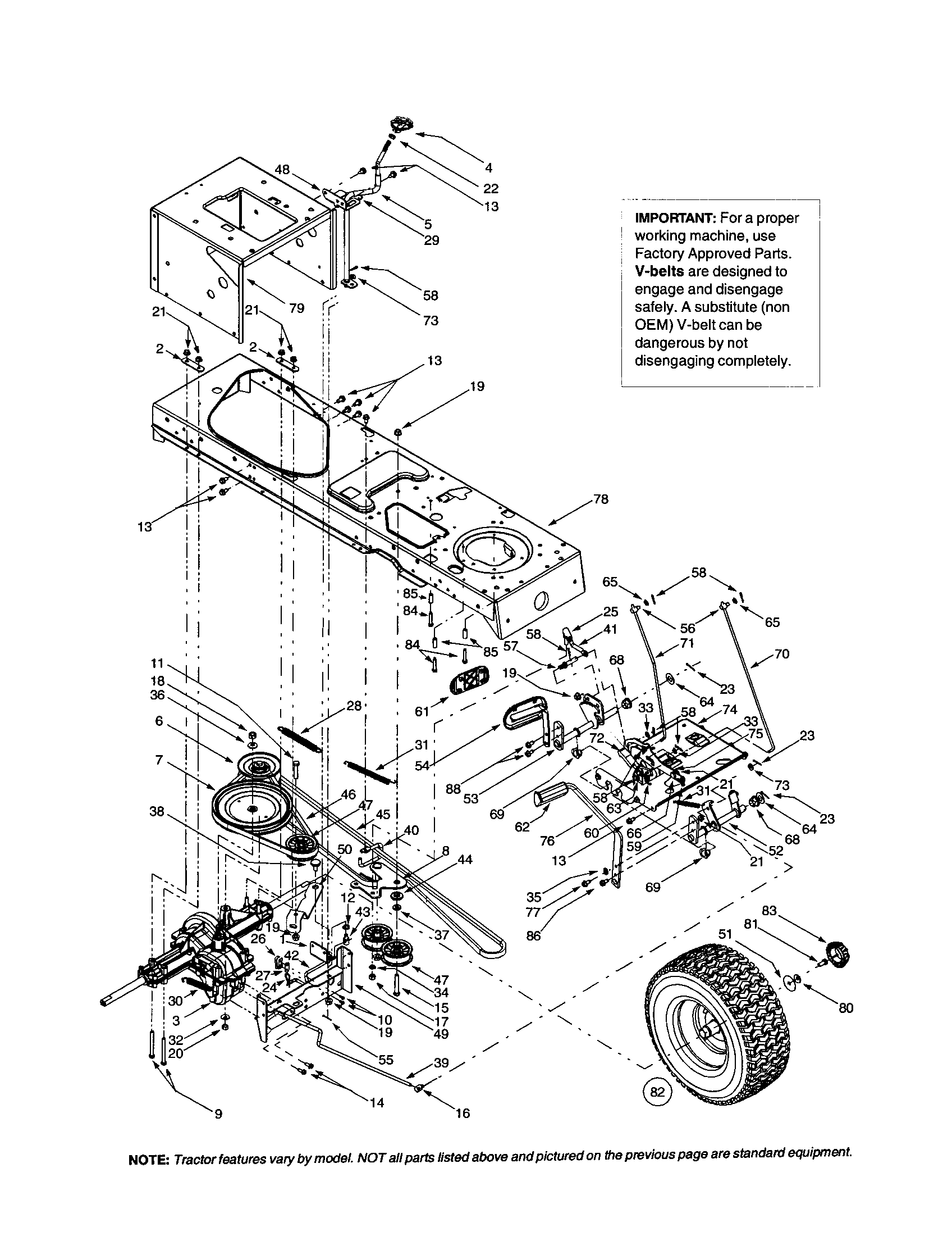 Frame/drive belt/transmission