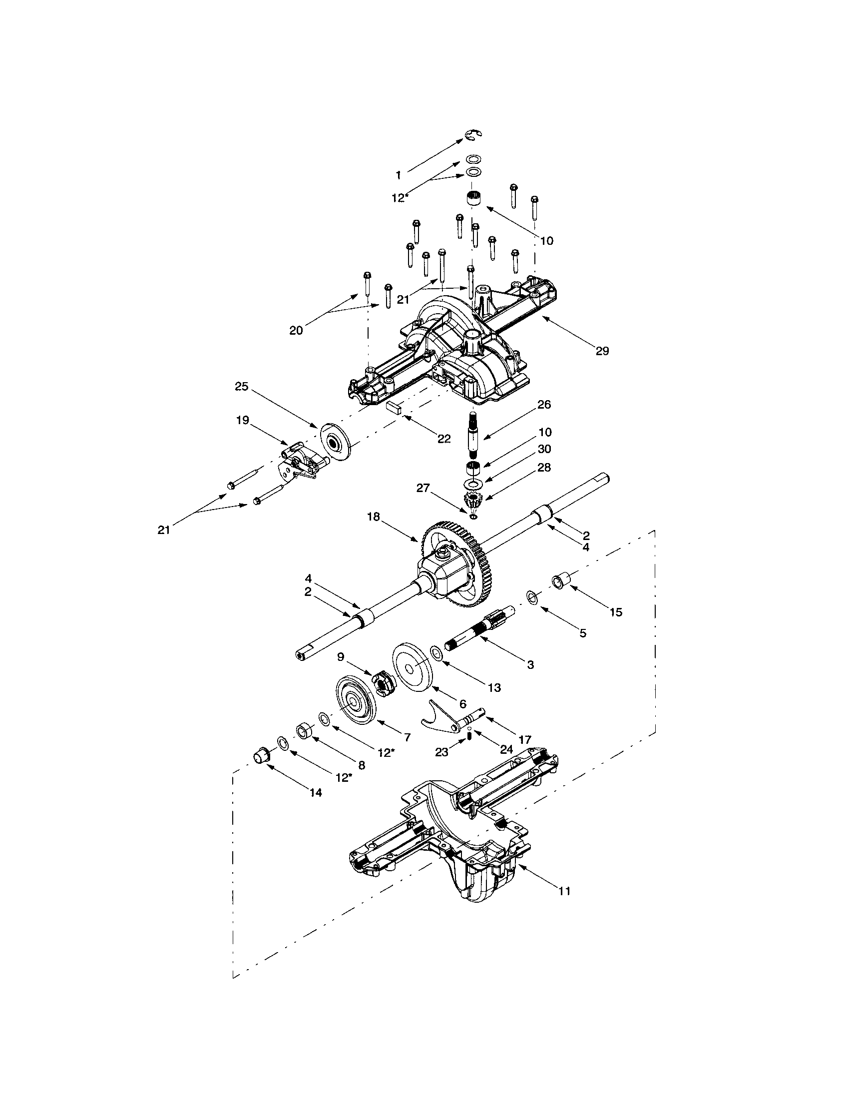 Differential/housing/bevel gear