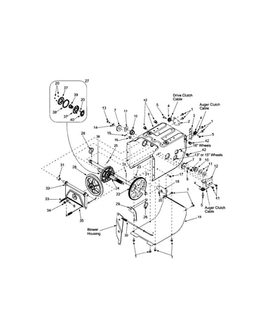 Friction wheel/gears/frame cover