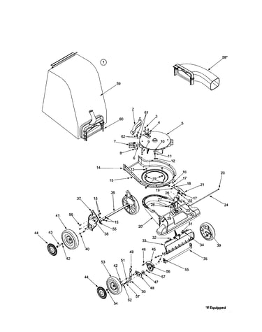 Bag/wheel assembly/nozzle