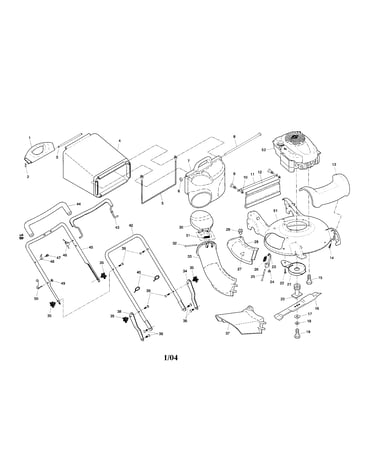 Engine/housing/bag/handle/chute