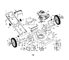 Husqvarna 5521CHVB engine/housing/handle/wheels diagram