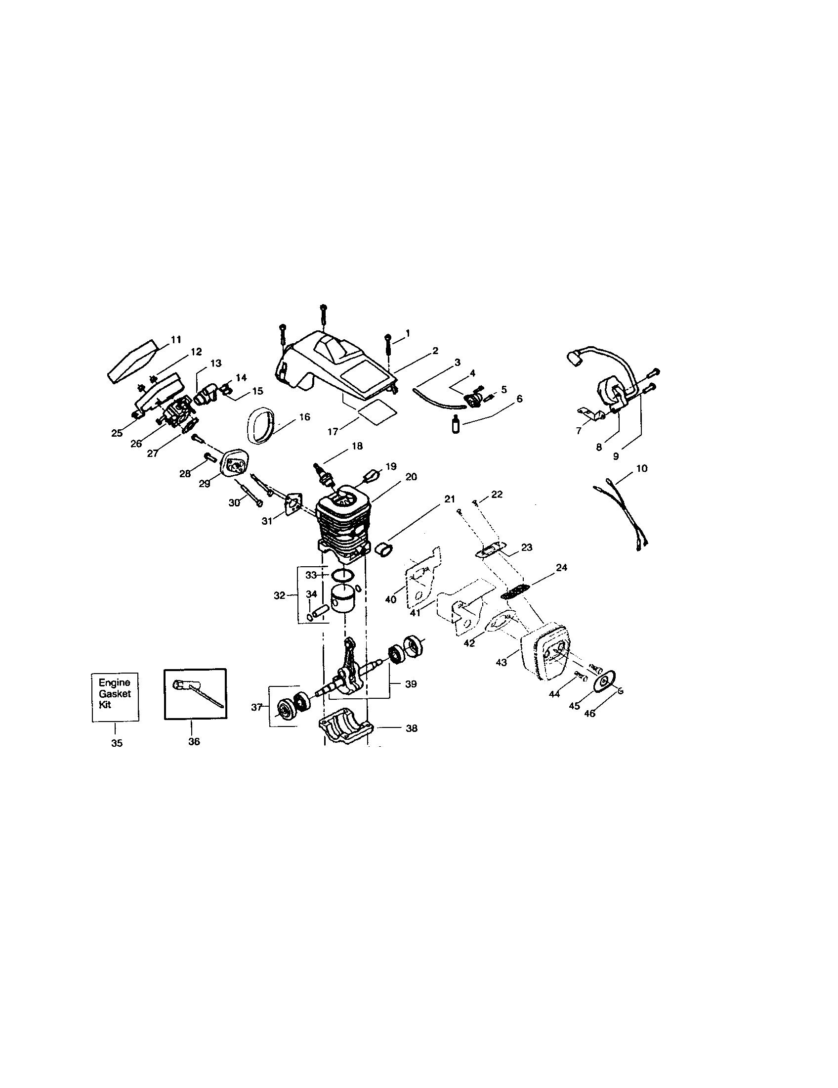 Cylinder/muffler/housing