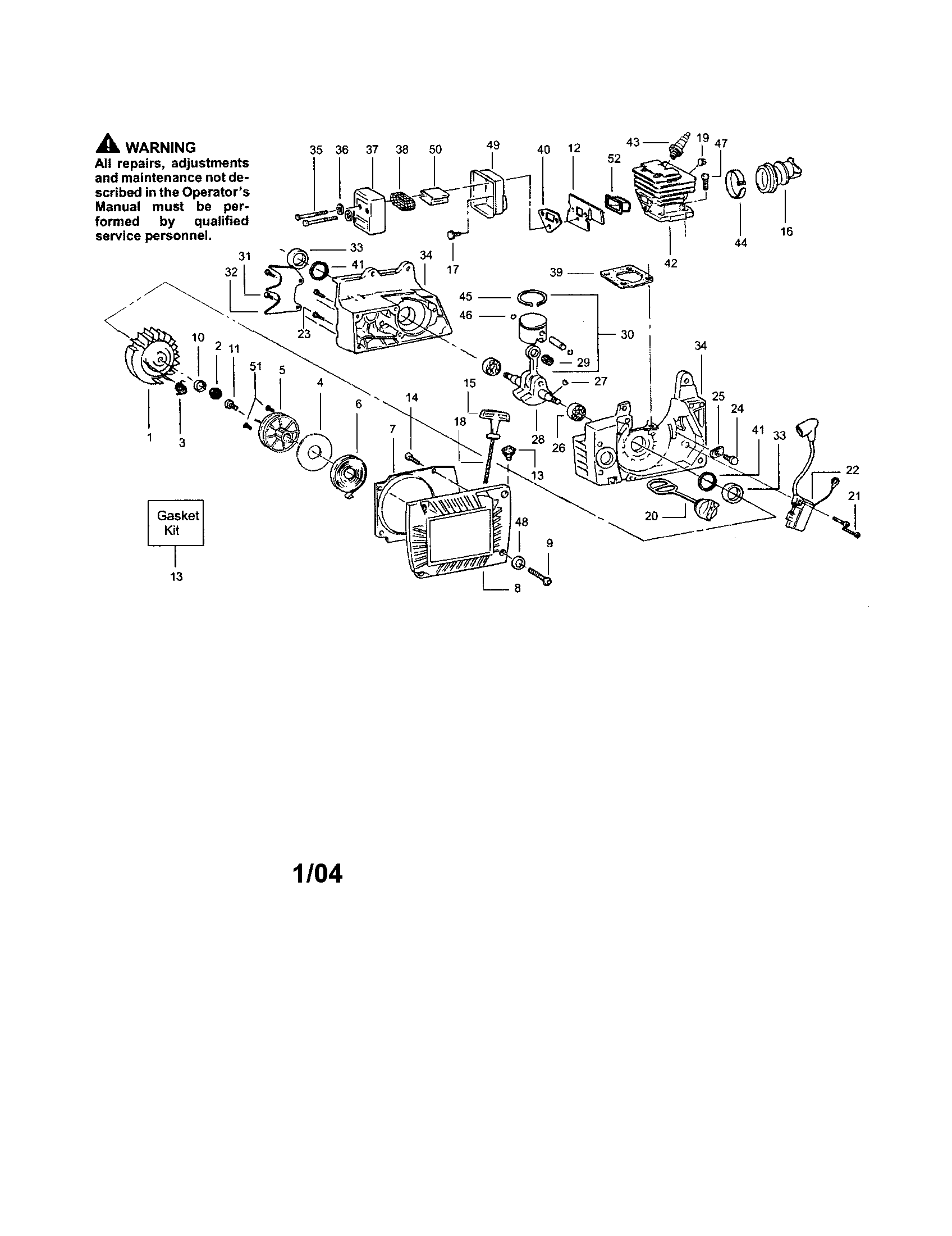 Fan housing/crankshaft/rod