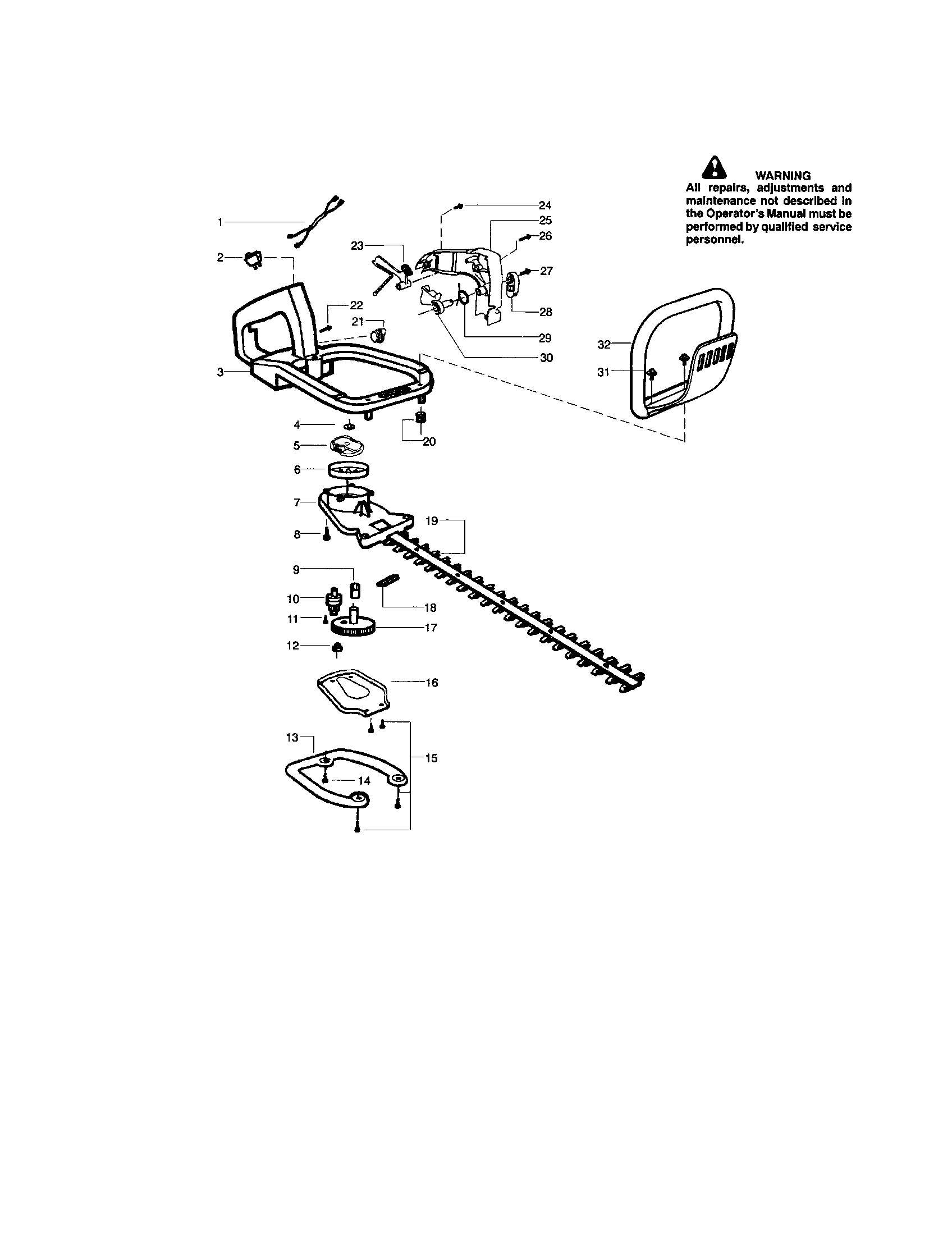 Clutch/drive gear/blade/handle