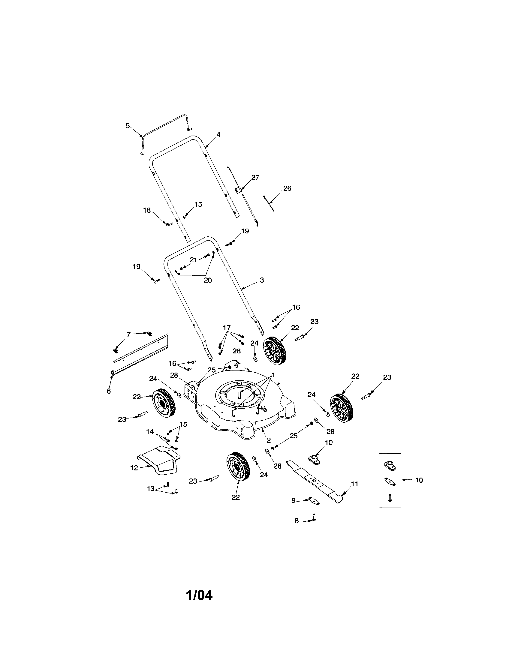 Housing/wheels/handle/blade