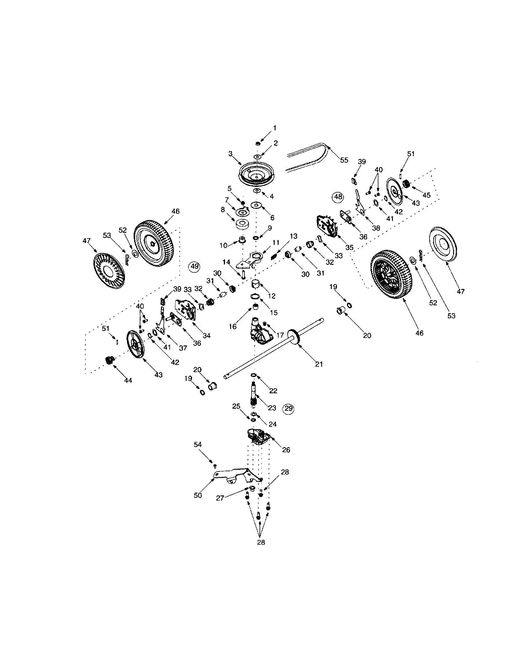 Wheels/output shaft