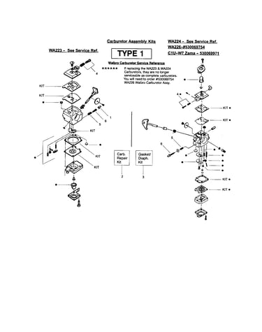 Carburetor assembly kits