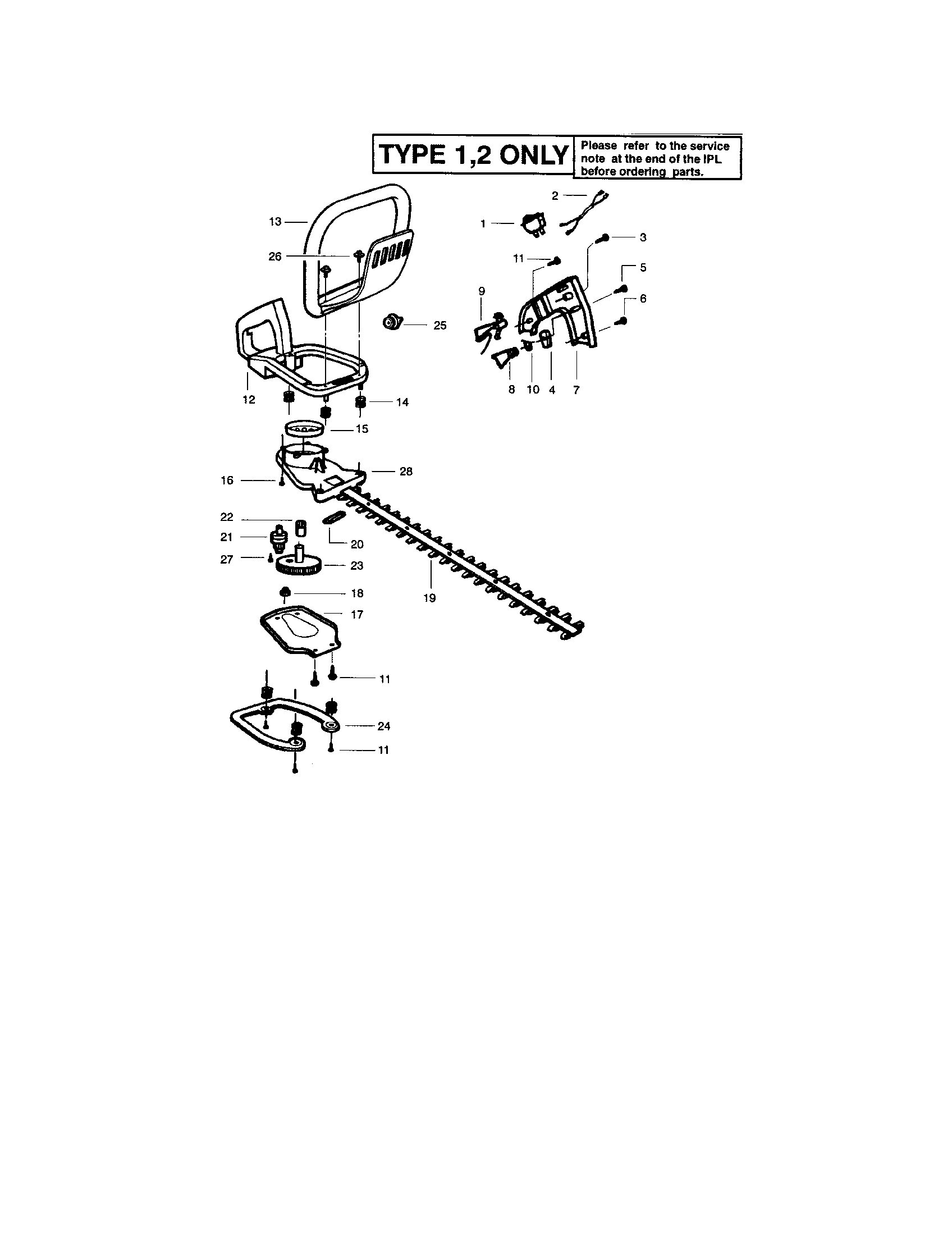 Blade/handle/clutch/drum