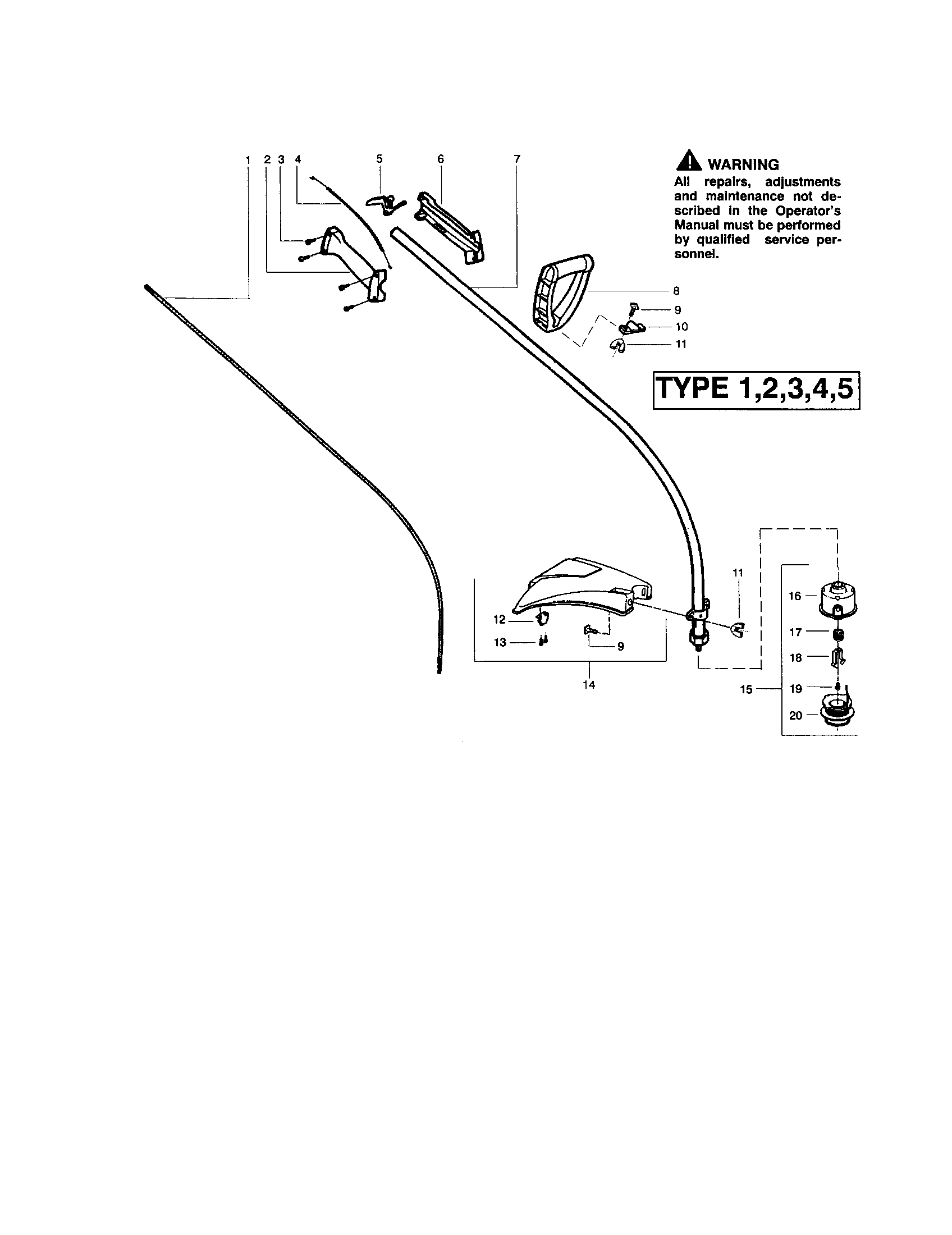 Driveshaft/handle/shield