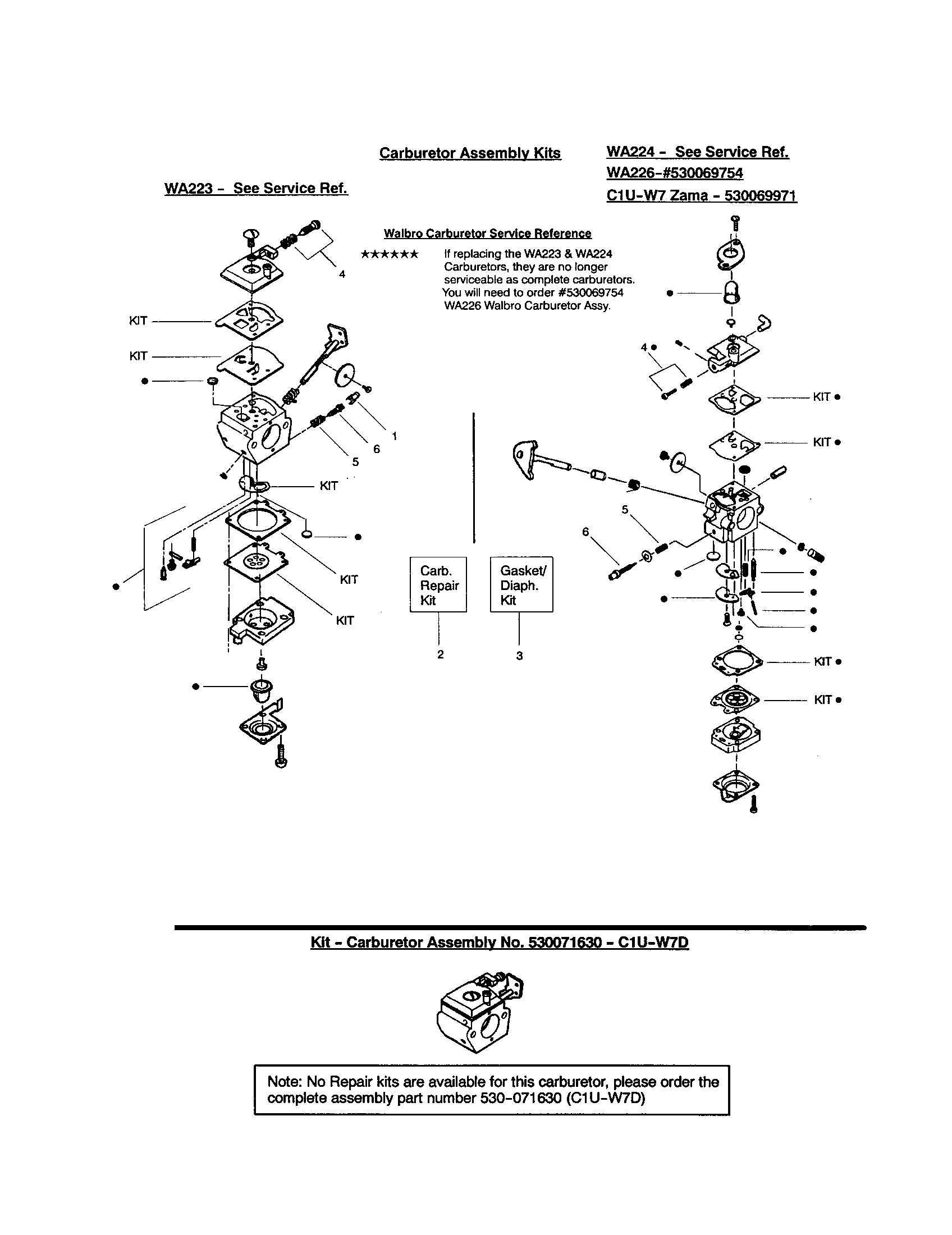 CARBURETOR ASSEMBLY KITS