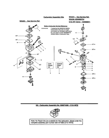 Carburetor assembly kits