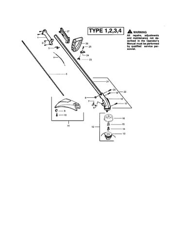 Driveshaft/handle/shield
