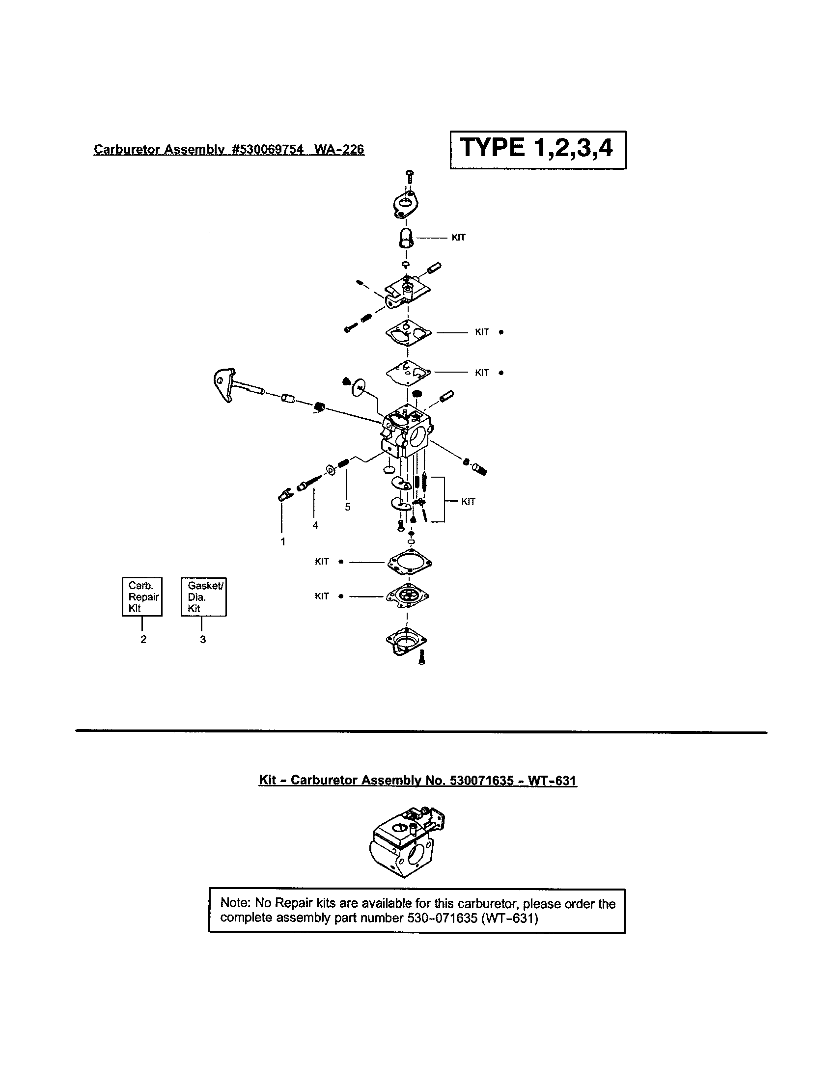 CARBURETOR-#530069754 WA-226