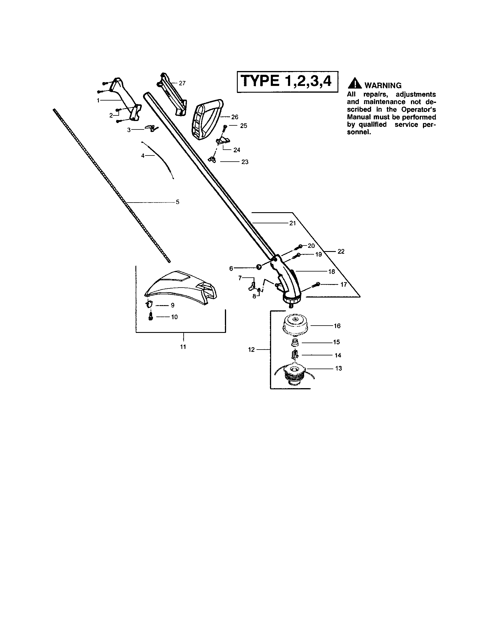 Driveshaft/handle/shield