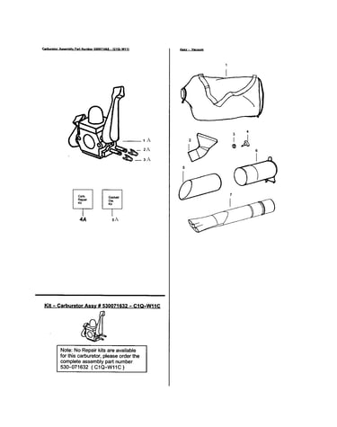 Carburetor's/vac bag and tube