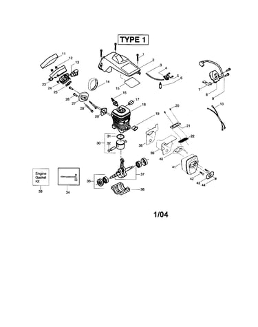 Cylinder/crankshaft/shield
