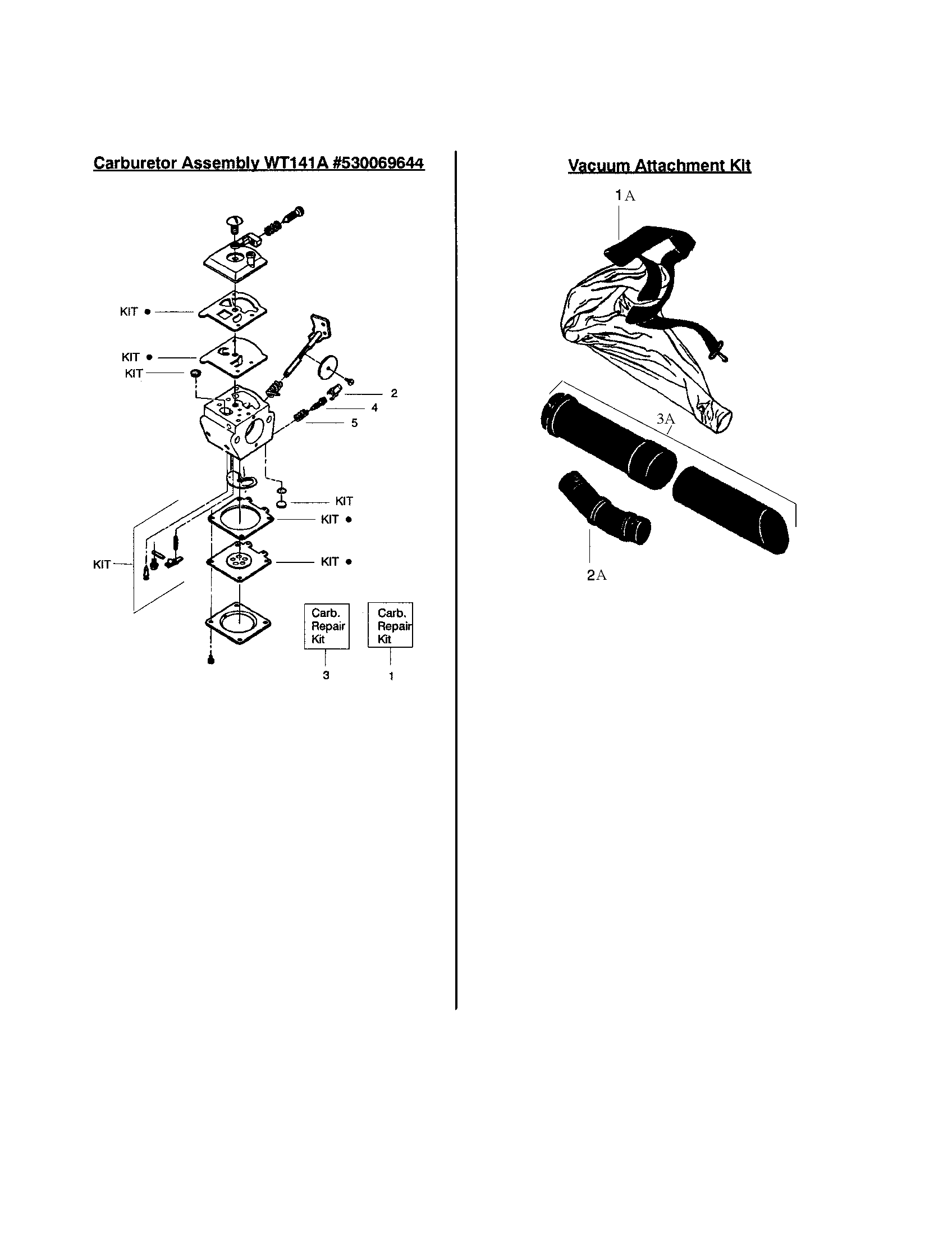 CARBURETOR / VACUUM ATTACHMENT KIT