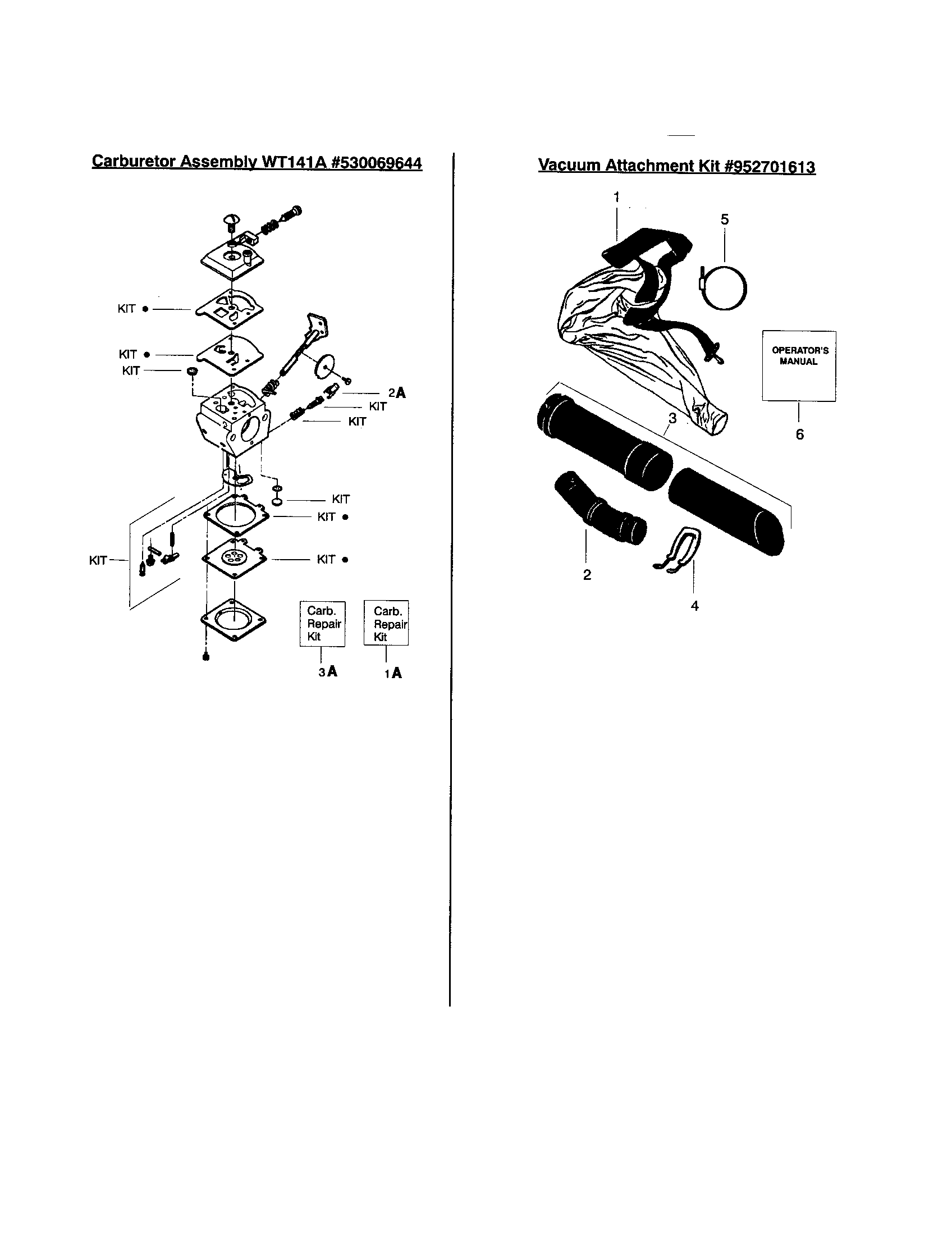 CARBURETOR/VAC ATTACHMENT KIT