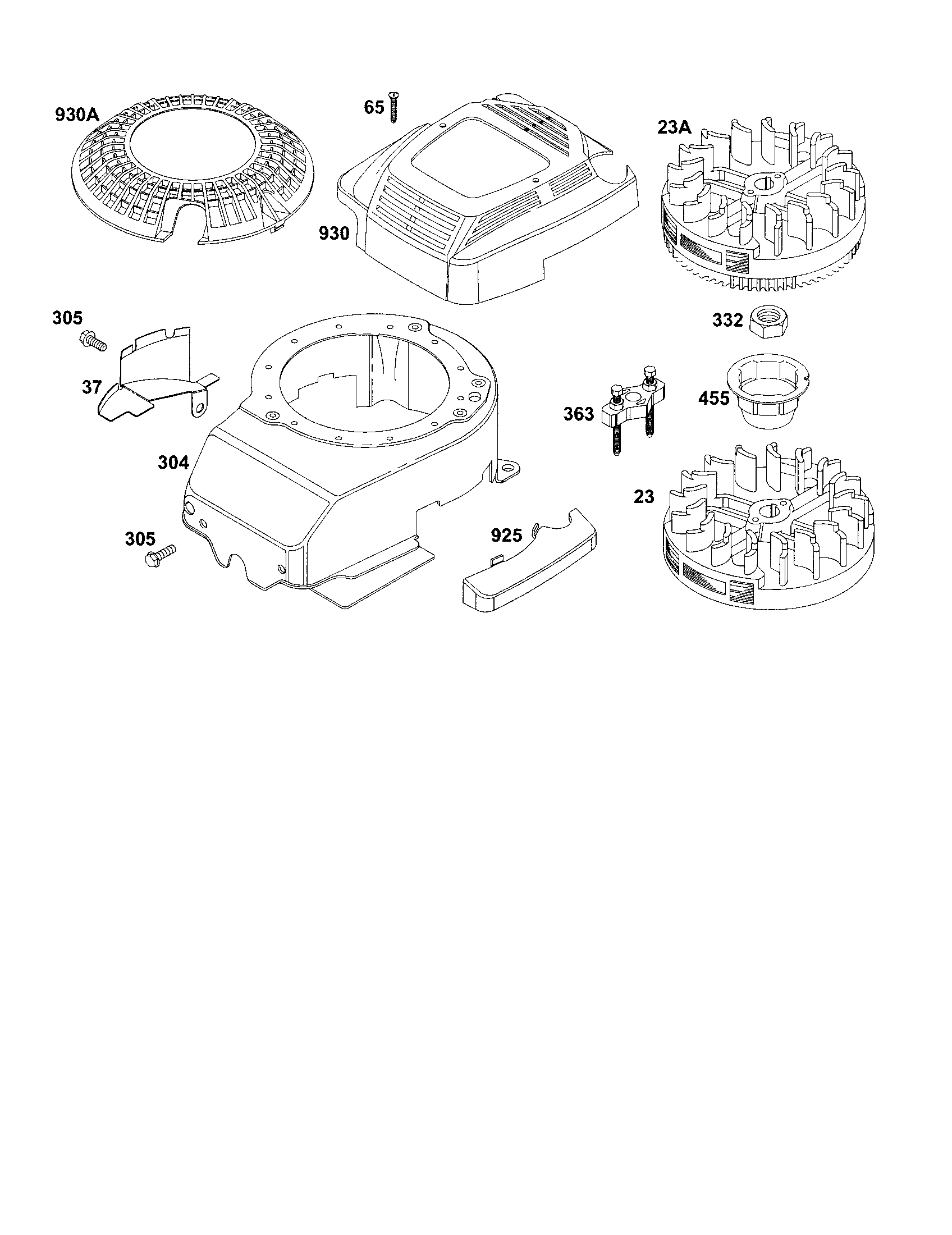Blower-housing/flywheel