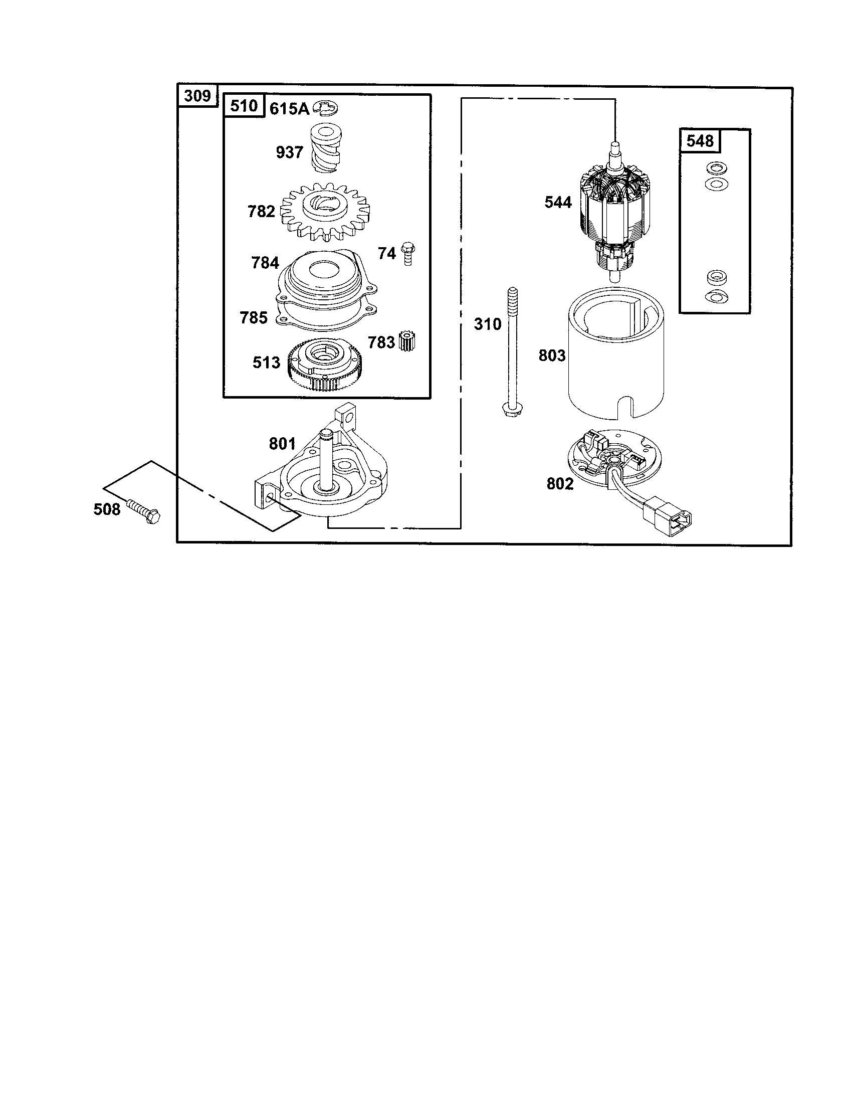 Motor-starter/housing starter