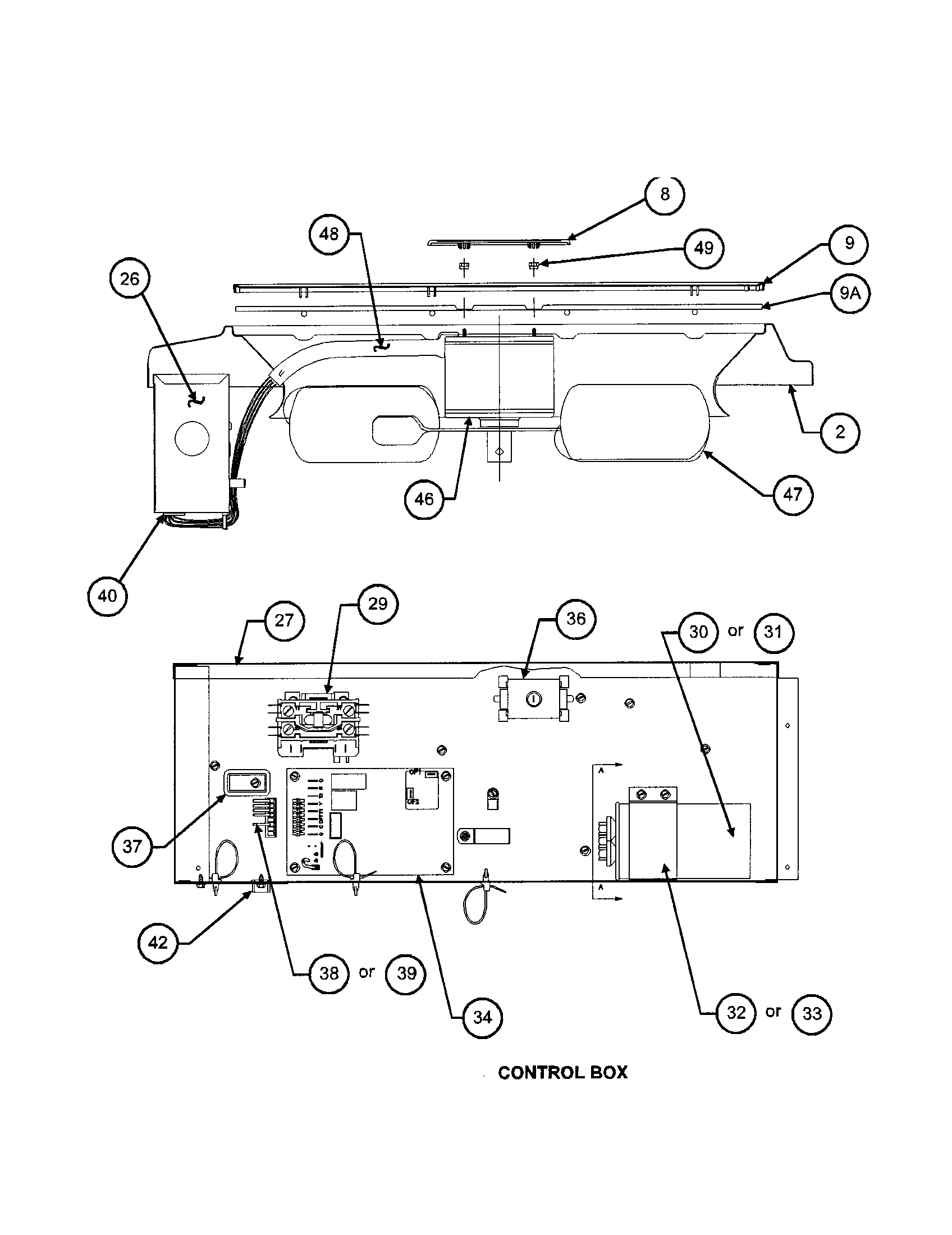 Control box/motor/fan blade