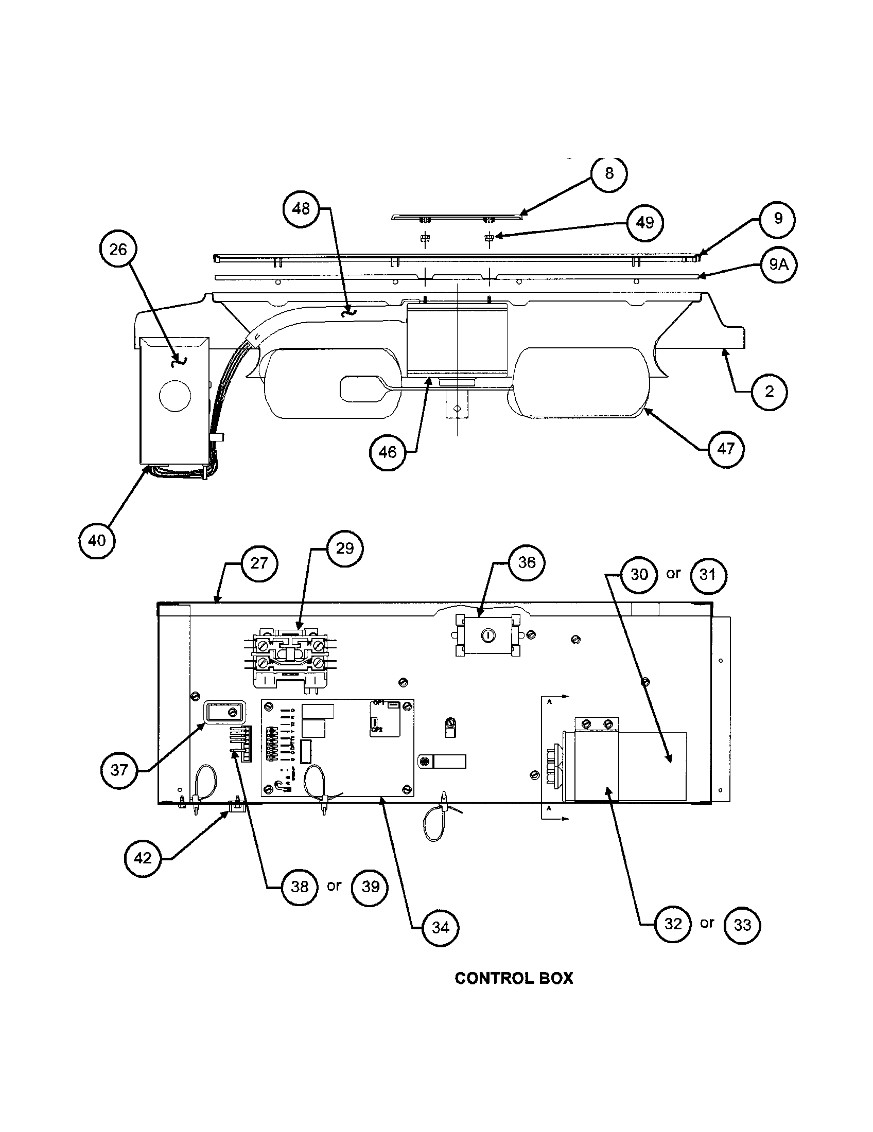 Control box/motor/fan blade